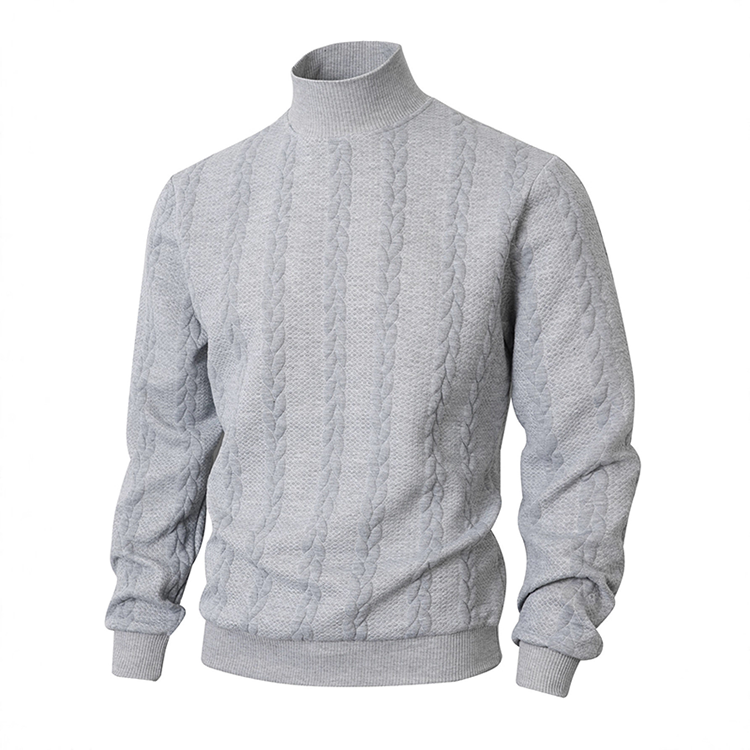 ❄️ Slim fit-tröja med hög krage för herr — Twiststickat utförande