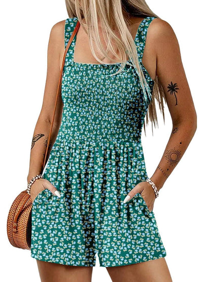 ⏰Hot Sale 49% rabatt💃Kvinnors sommar Fyrkantig halsringning Ärmlös Lös avslappnad kort Romper med smock