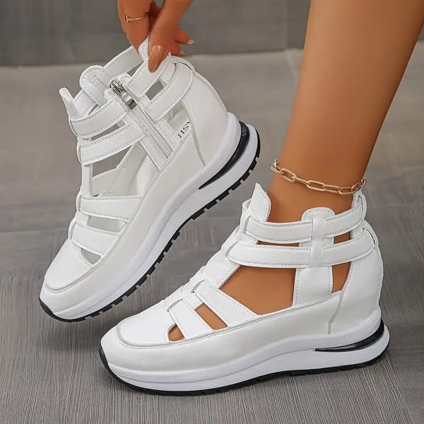 🔥Sista dagen 50% rabatt - Bekväma lätta wedge sandaler med dragkedja i sidan