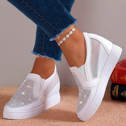 Vita kristall sneakers för kvinnor