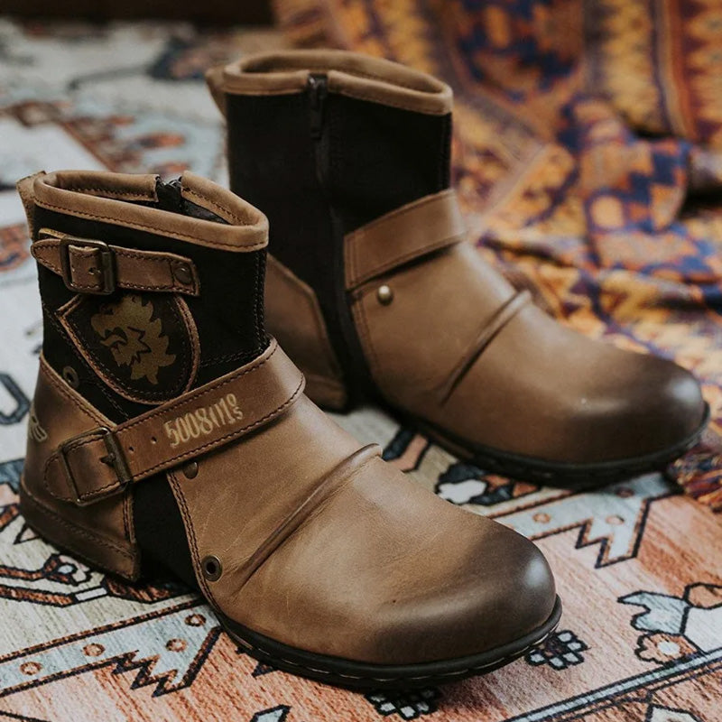 Western läderstövlar i cowboystil för män
