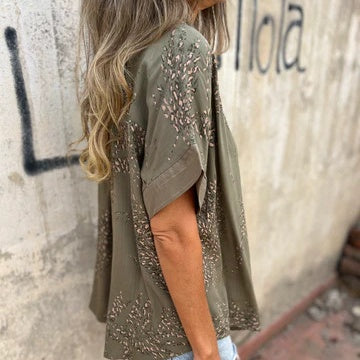 🌸NYHET HOT SALE🔥Casual skjorta med tryck och knappar för kvinnor