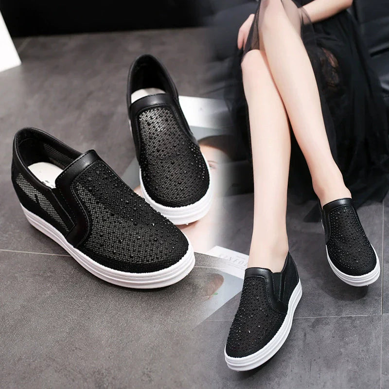 Vita kristall sneakers för kvinnor