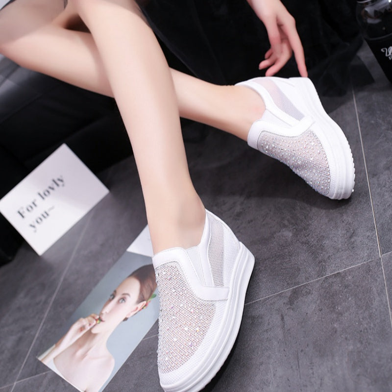 Vita kristall sneakers för kvinnor