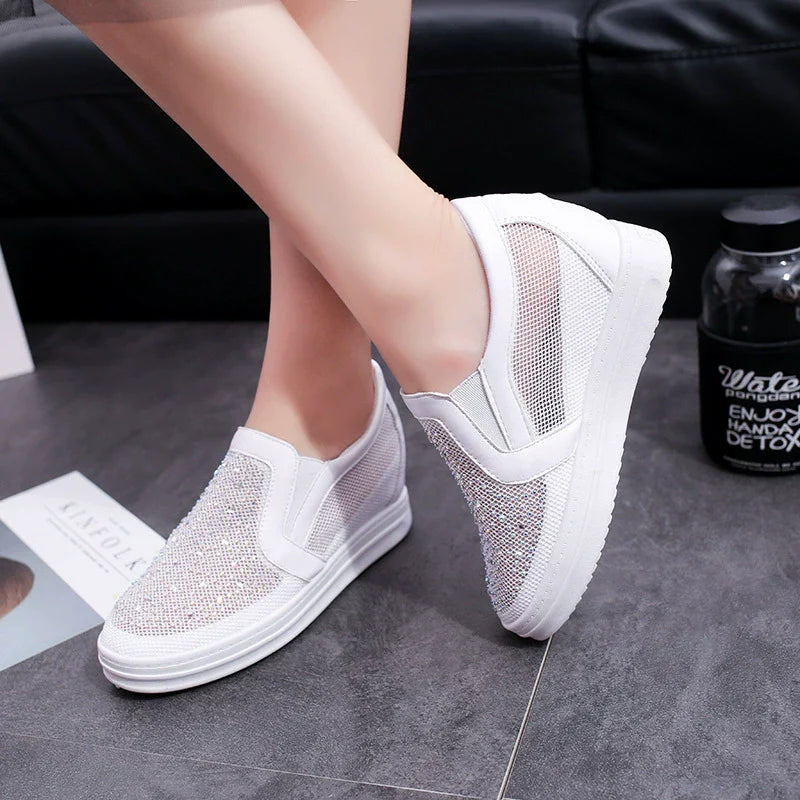 Vita kristall sneakers för kvinnor