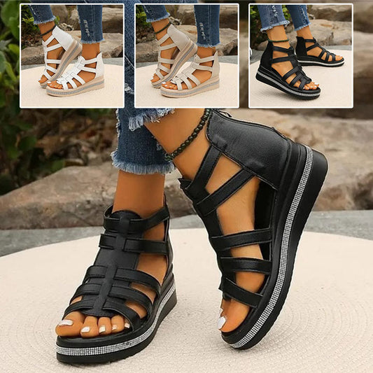 Wedge-sandaler med dekor av strass