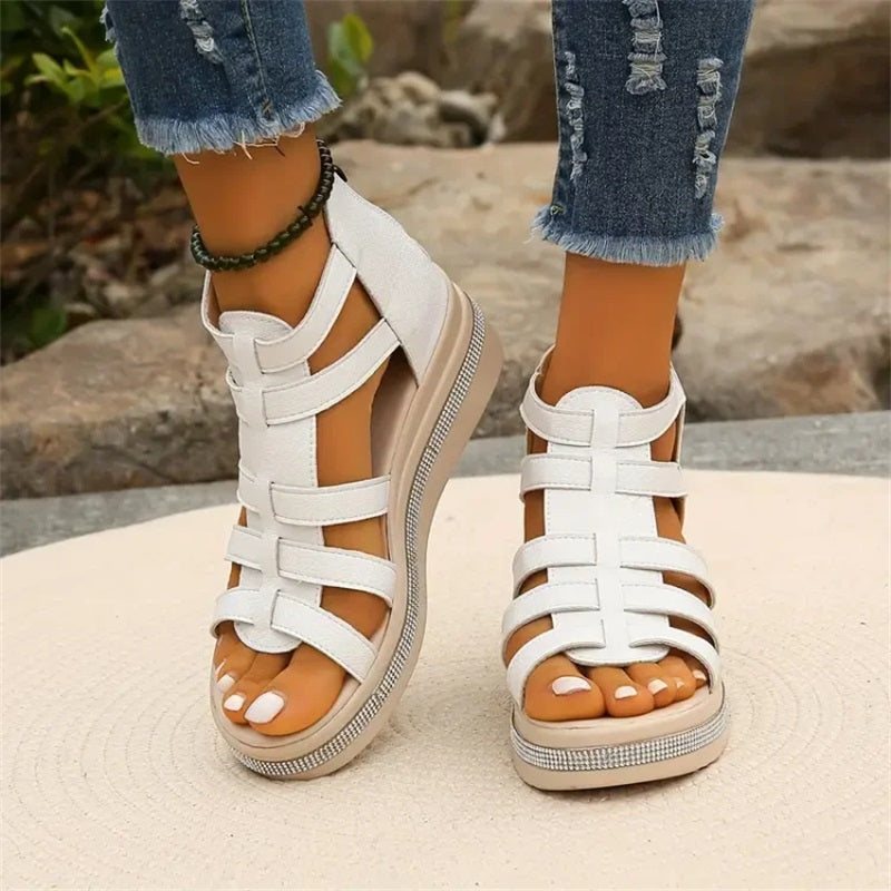 Wedge-sandaler med dekor av strass