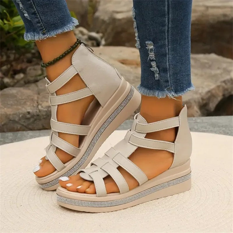 Wedge-sandaler med dekor av strass
