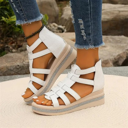 Wedge-sandaler med dekor av strass