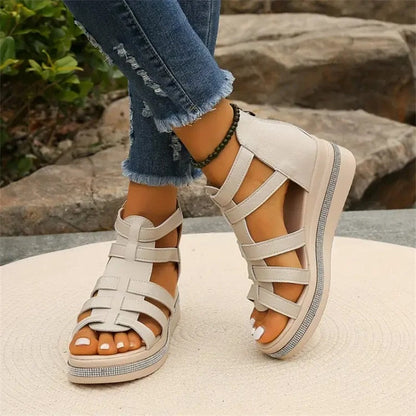 Wedge-sandaler med dekor av strass