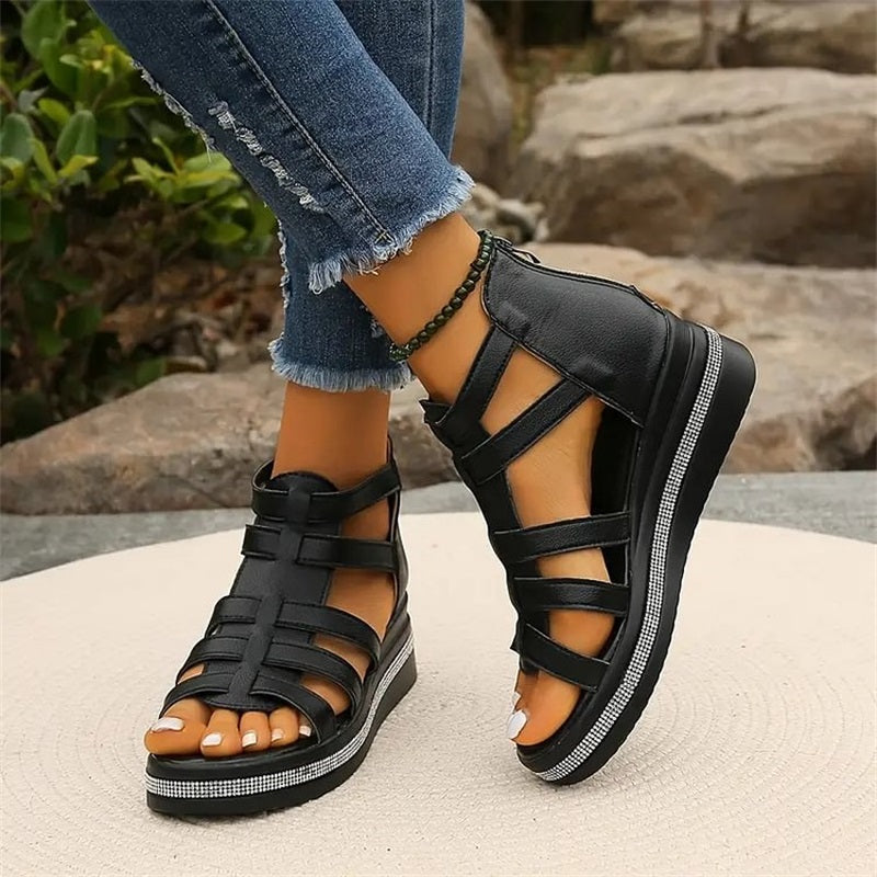 Wedge-sandaler med dekor av strass