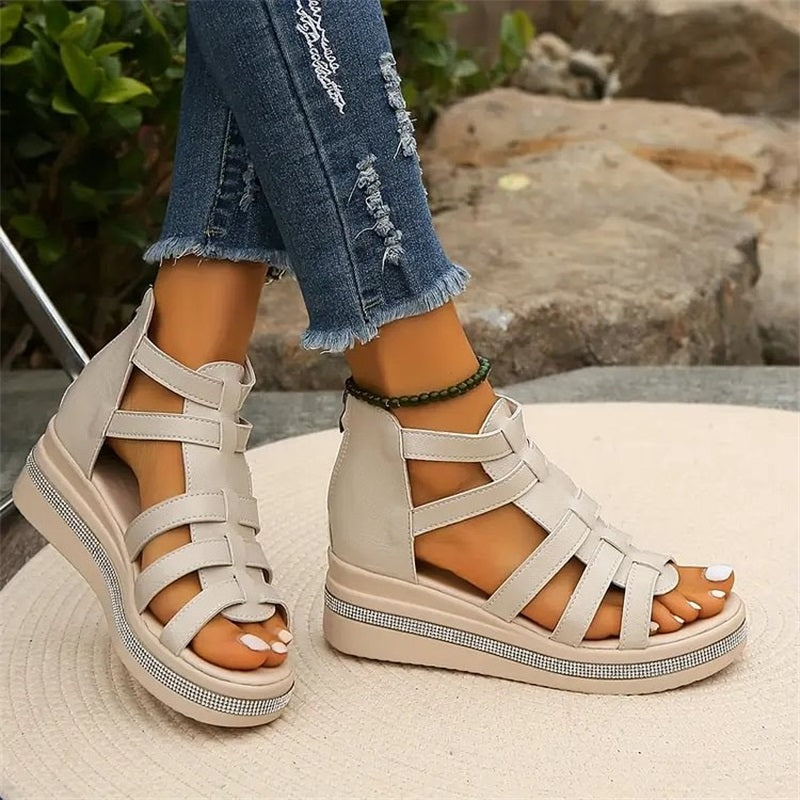 Wedge-sandaler med dekor av strass