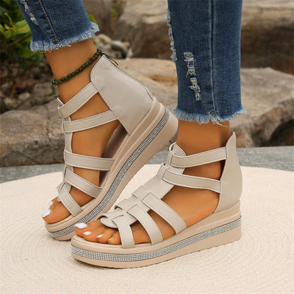 Wedge-sandaler med dekor av strass