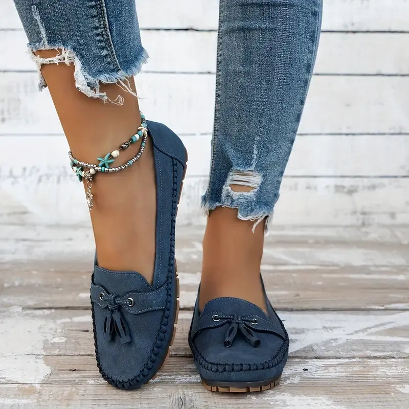 🔥Senaste dagskampanj 50% rabatt - Bekväma mjuka loafers för kvinnor i vintage stil med rosett