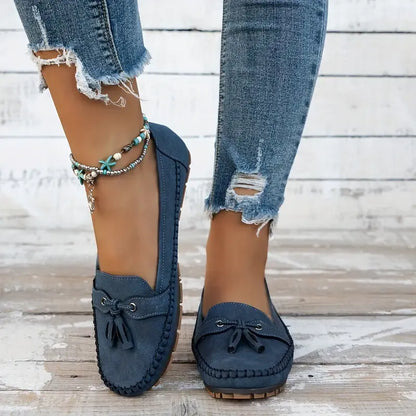 🔥Senaste dagskampanj 50% rabatt - Bekväma mjuka loafers för kvinnor i vintage stil med rosett