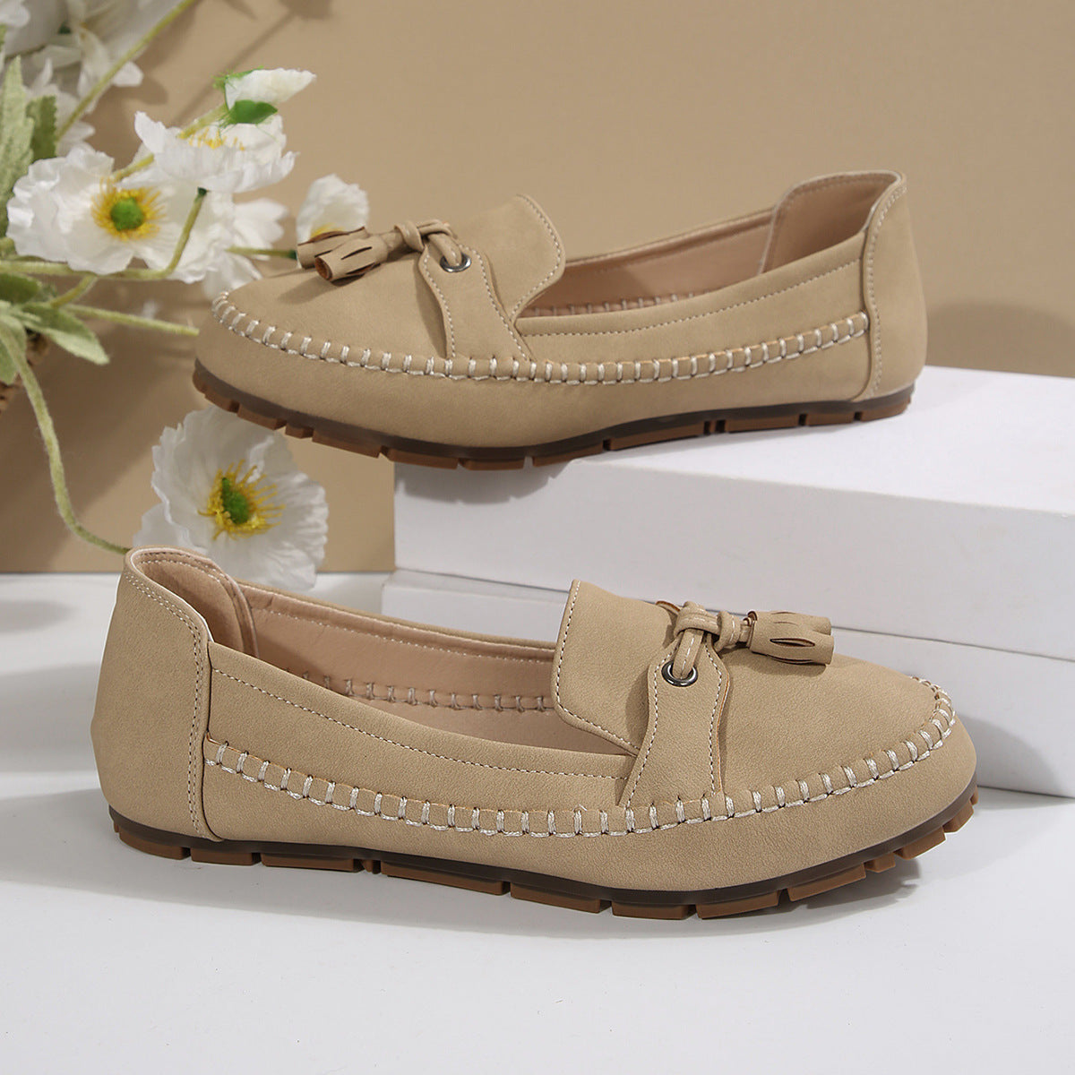 🔥Senaste dagskampanj 50% rabatt - Bekväma mjuka loafers för kvinnor i vintage stil med rosett