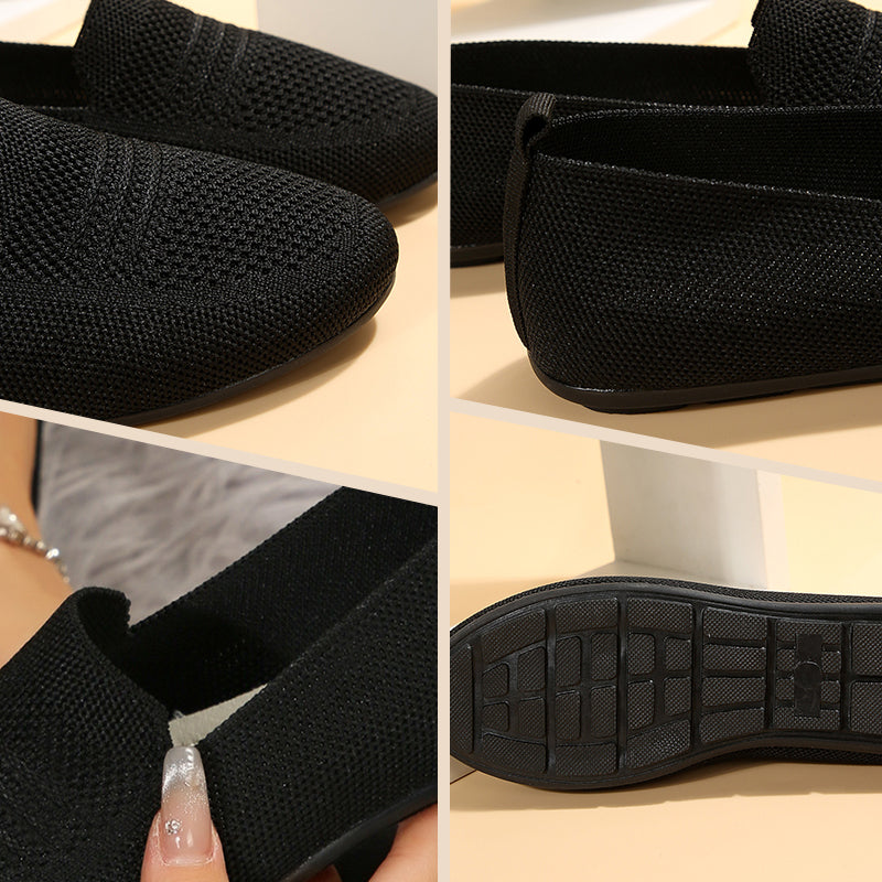 Slip-on-skor för kvinnor med en platt och mjuk sula