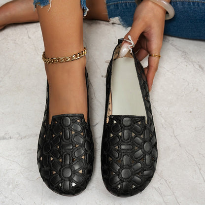 Platta andningsaktiva slip-on-loafers för kvinnor