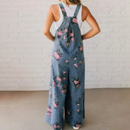 🌸Damjumpsuit med tryck i casualdenim
