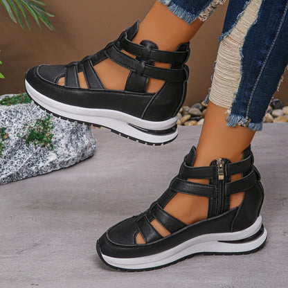 🔥Sista dagen 50% rabatt - Bekväma lätta wedge sandaler med dragkedja i sidan