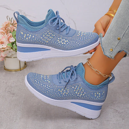🔥Sista dagen-kampanj 50 % RABATT – Casual dammode, andningsbara korrigering sneakers med strassdekoration
