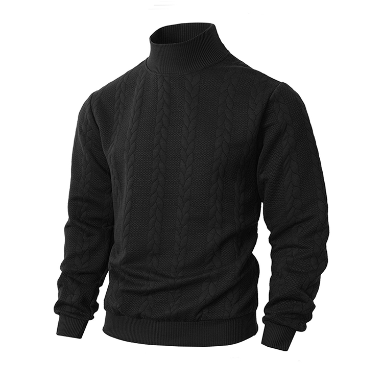 ❄️ Slim fit-tröja med hög krage för herr — Twiststickat utförande