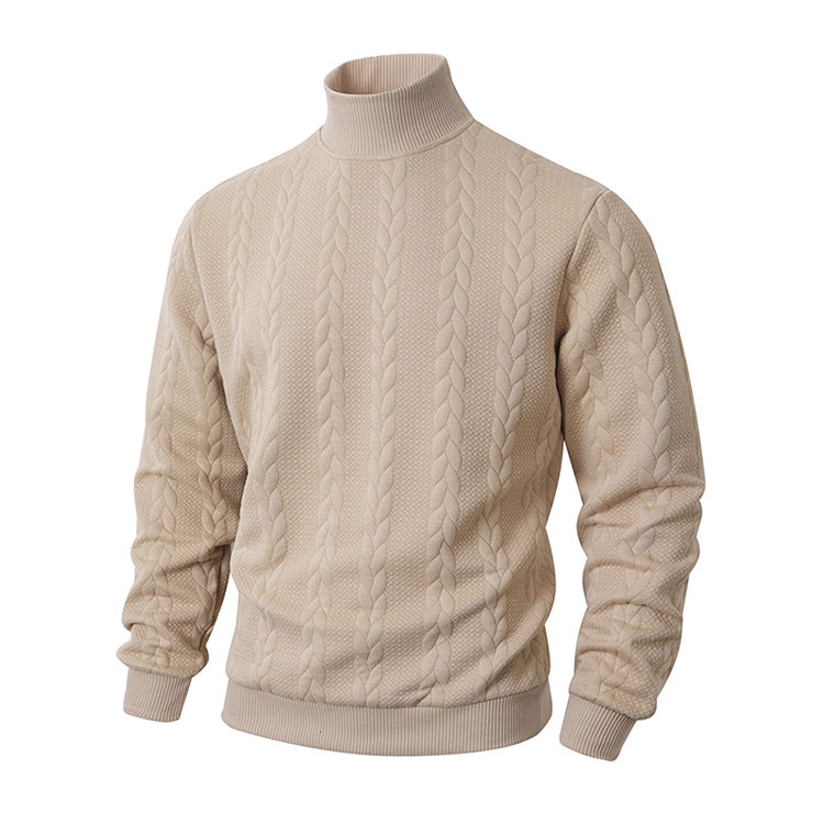 ❄️ Slim fit-tröja med hög krage för herr — Twiststickat utförande