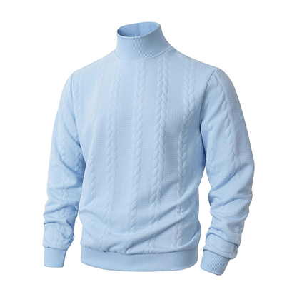 ❄️ Slim fit-tröja med hög krage för herr — Twiststickat utförande