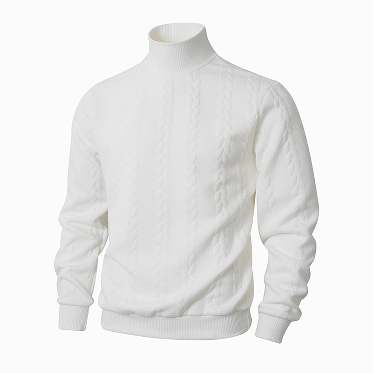 ❄️ Slim fit-tröja med hög krage för herr — Twiststickat utförande