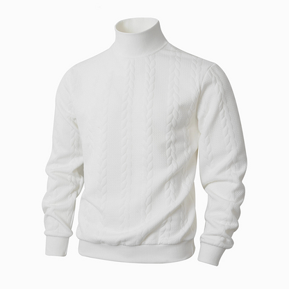 ❄️ Slim fit-tröja med hög krage för herr — Twiststickat utförande