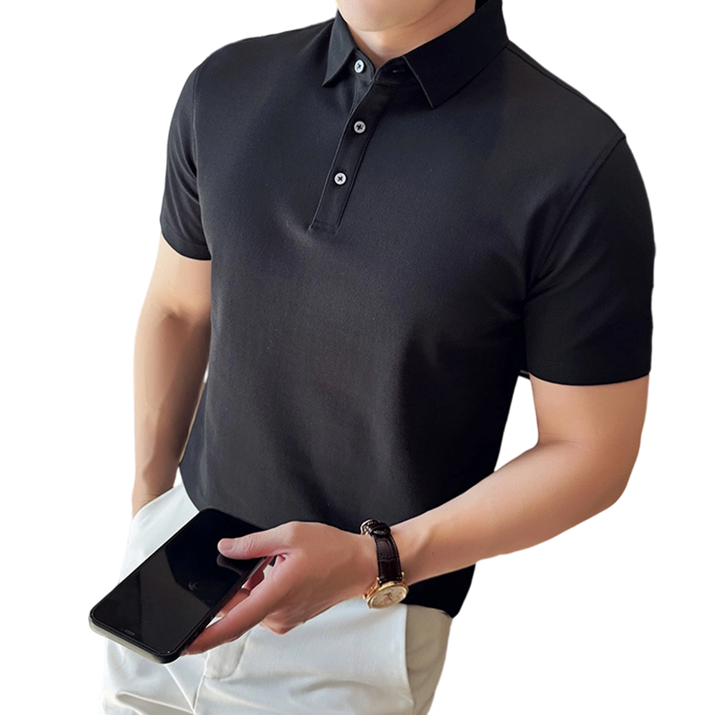 Kortärmad, enfärgad, svalkande skjorta för män i business casual-stil