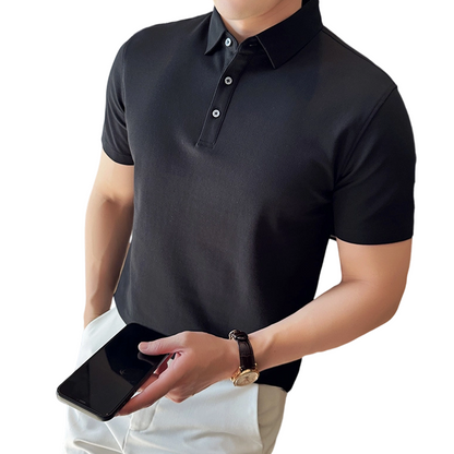 Kortärmad, enfärgad, svalkande skjorta för män i business casual-stil