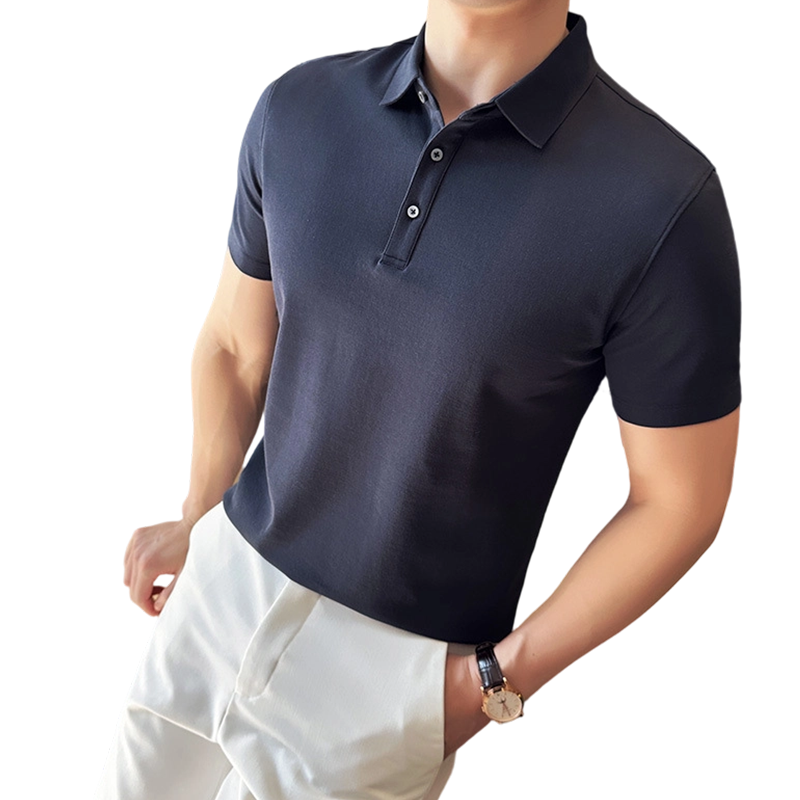 Kortärmad, enfärgad, svalkande skjorta för män i business casual-stil