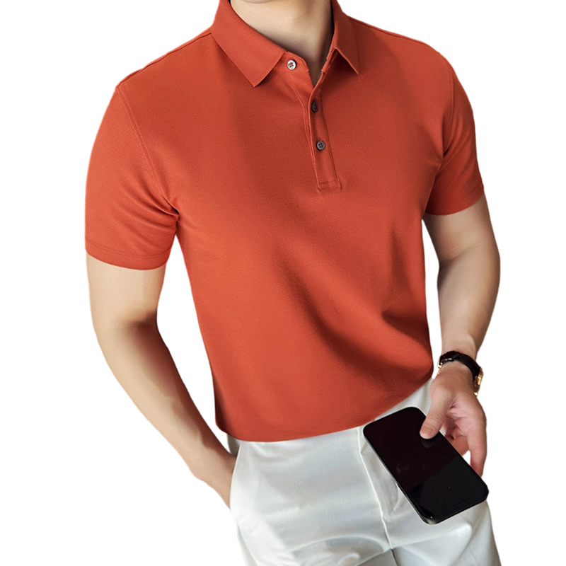 Kortärmad, enfärgad, svalkande skjorta för män i business casual-stil