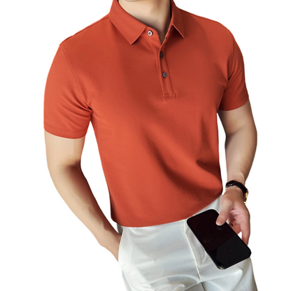 Kortärmad, enfärgad, svalkande skjorta för män i business casual-stil