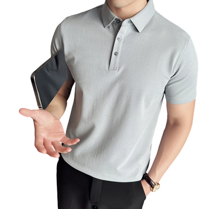 Kortärmad, enfärgad, svalkande skjorta för män i business casual-stil
