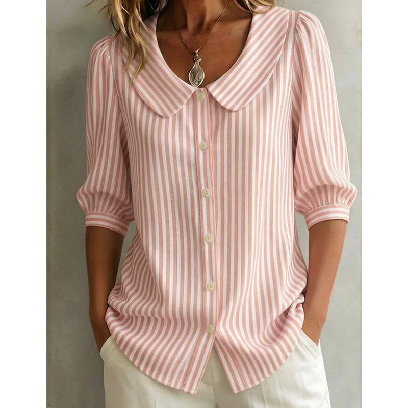 🔥Nyheter och specialerbjudanden – Sommarpendlarskjorta med ränder och knappar