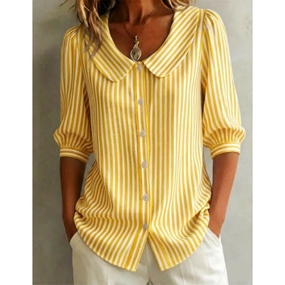 🔥Nyheter och specialerbjudanden – Sommarpendlarskjorta med ränder och knappar